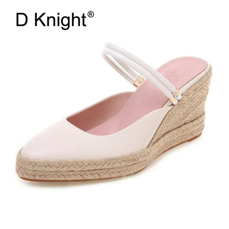 

Espadrille Women Wedges Sandals Simple Female Slingbacks Beach Platform Pumps Shoes Comfortable High Heels Sandals Size 32-44