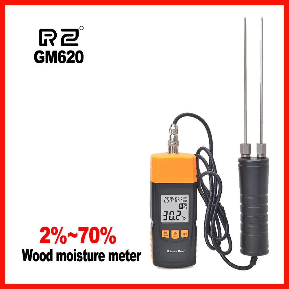 

Wood Moisture Meter High Precision Adjustable for 4 tree species temperature Grain RZ GM620