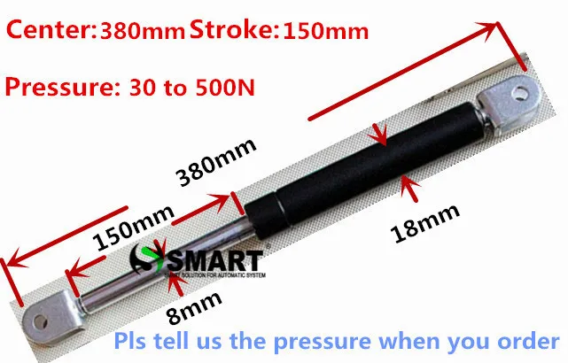 

free shipping 380mm central distance,150mm stroke,30 to 500N force pneumatic Auto Gas Spring, Lift Prop Gas Spring Damper