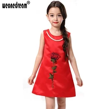 WEONEDREAM Новые Малыши Платья для Девочек Сладкие Цветочные Принты Платье Принцессы Рукавов Бисероплетение Девушки Летнее Платье Детская Одежда