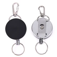 1PCS Retractable Resilience Steel Wire Rope Elastic Casual Stainless Steel Badge Reel Retractable Key Ring ID Card Holder Clips
