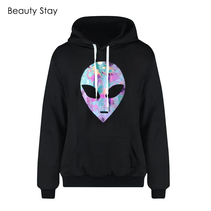 

BeautyStay Women 3d Alien Print Hoodies Sweatshirts Velvet Hooded Sweatshirt Harajuku Hoodie Hoody Plus Size Hip Hop Streetwear