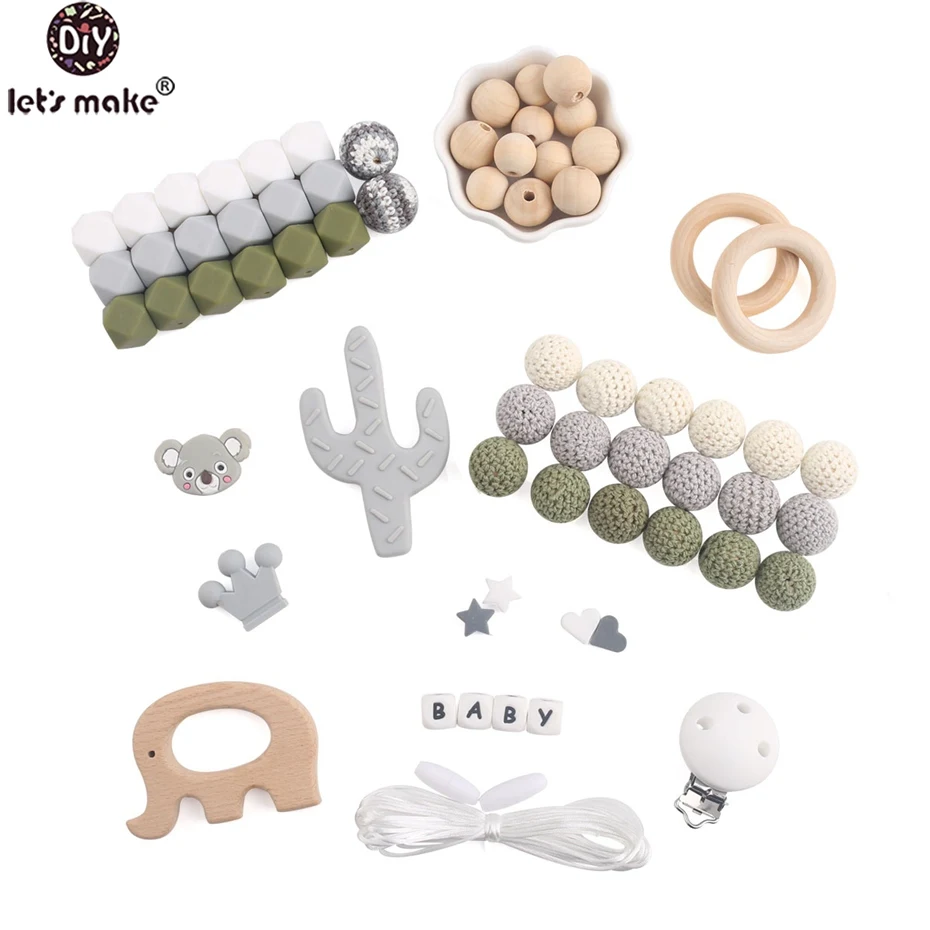 

Let's Make Elephant Silicone Beads DIY Crafts Accessories 1set Making Jewelry Necklace Beads Organic Baby Silicone Teethers