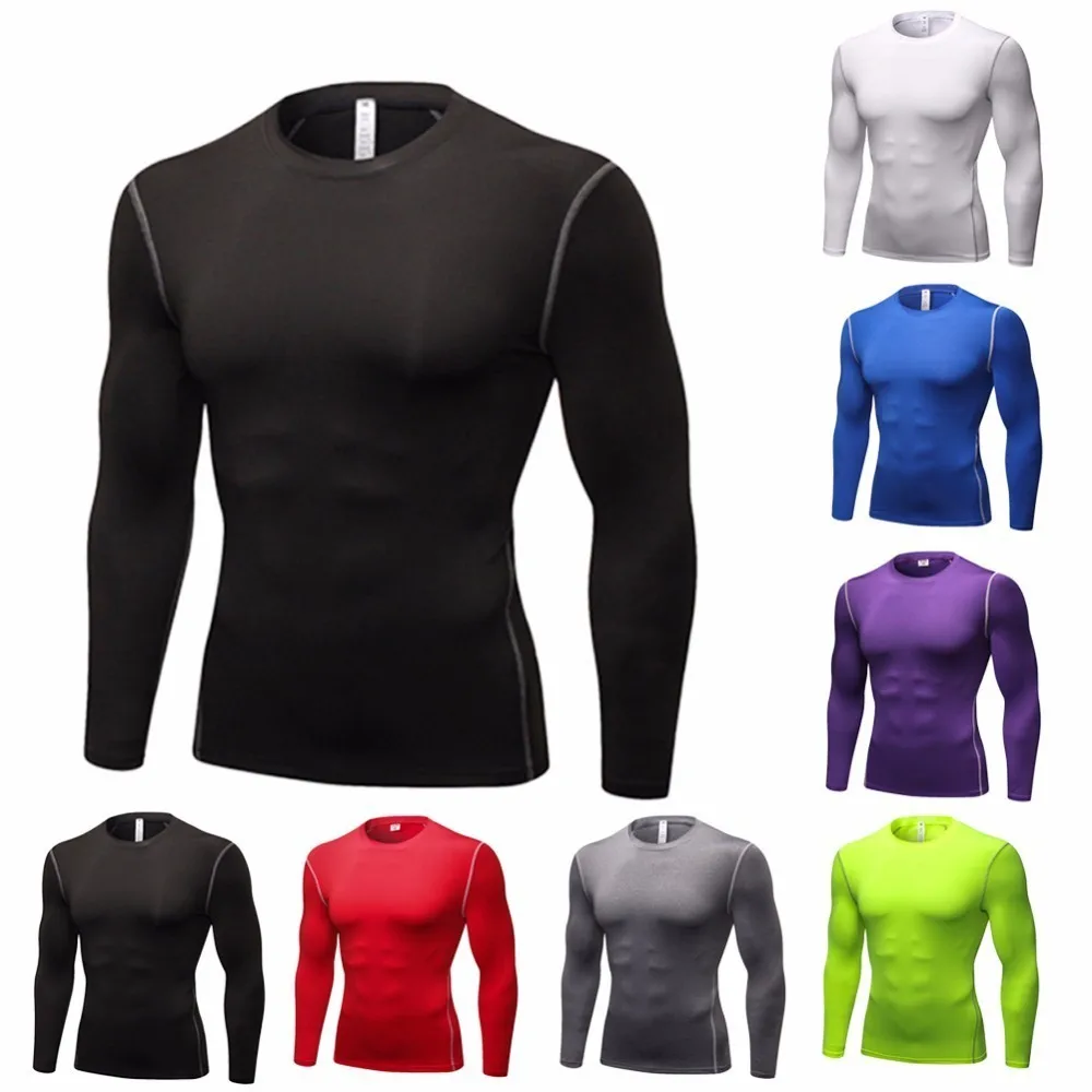 M 3XL Long Sleeve Men T Shirt Fitness Gym Sport Compression ...