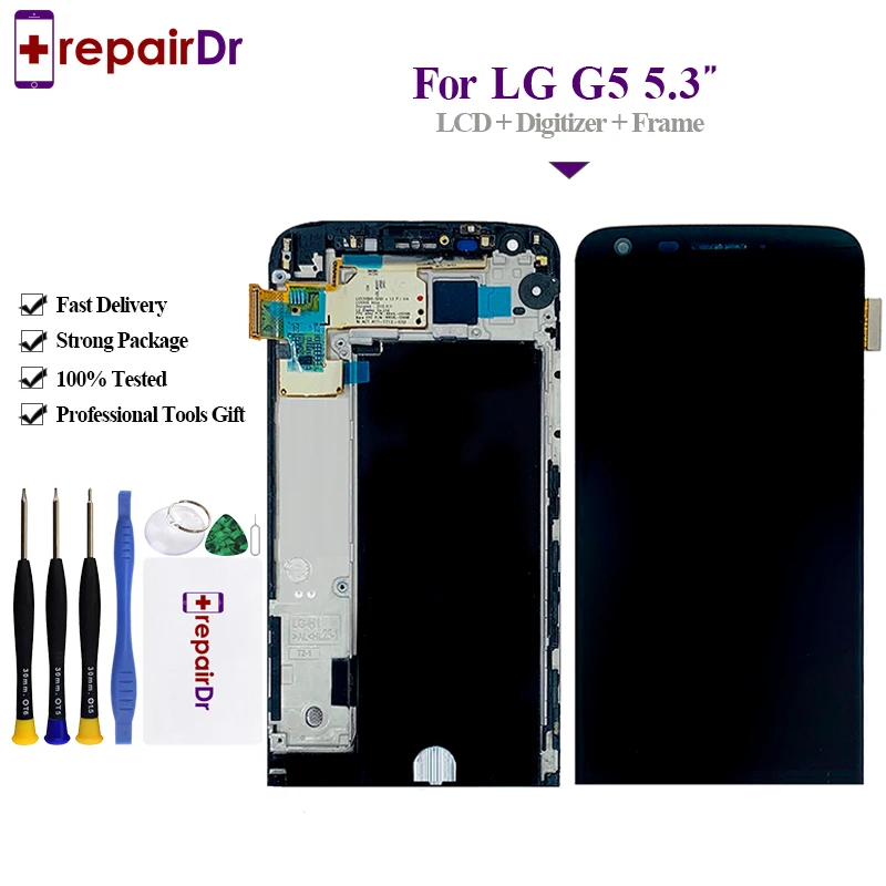 

Display For LG G5 LCD Touch Screen with Frame Digitizer For LG G5 LCD Replacement Screen For LG G5S Display Original 5.3'' H850