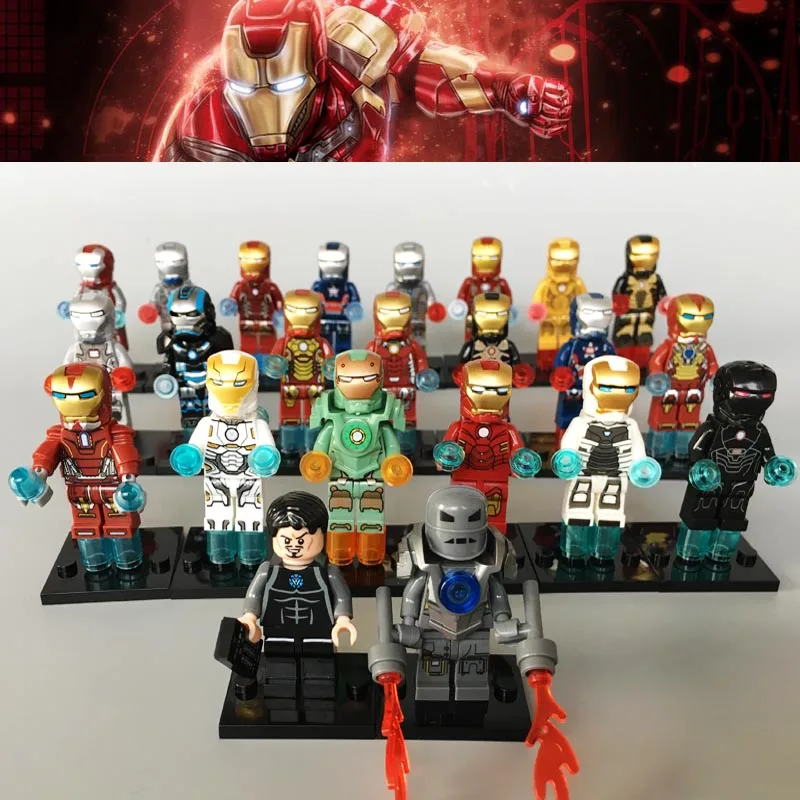 NEW 9pcs/lot Marvel Avengers Iron Man MK1 iron patriot war