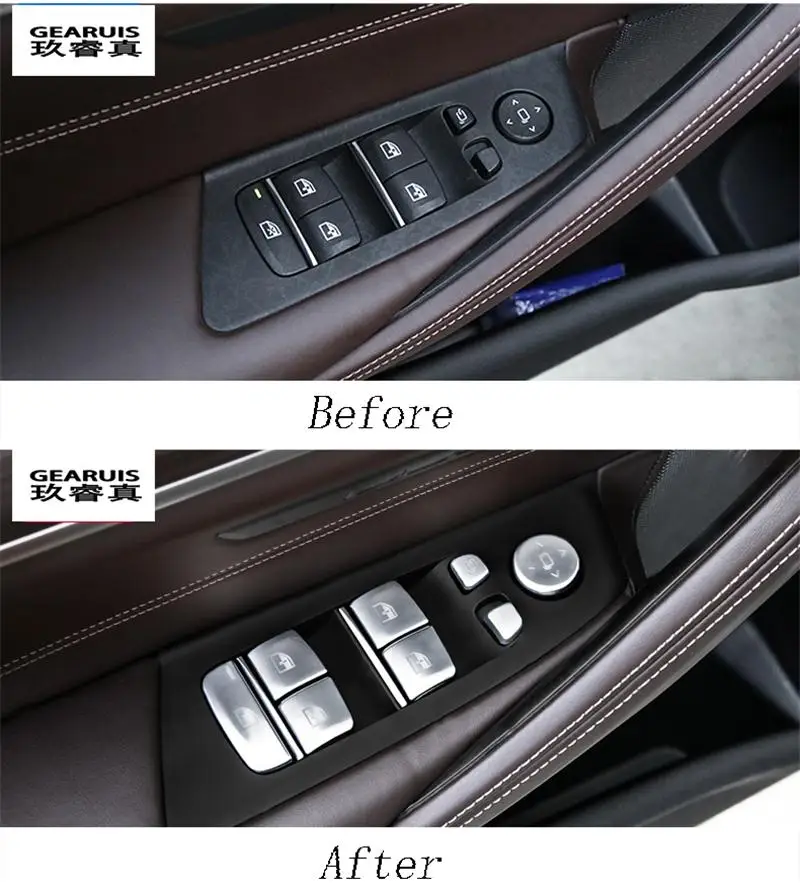 Автомобильный Стайлинг для BMW 5 серии G30 G38 двери Кнопка Подъема Окна Накладка на рычаг Стикеры декоративная рамка аксессуары для интерьера