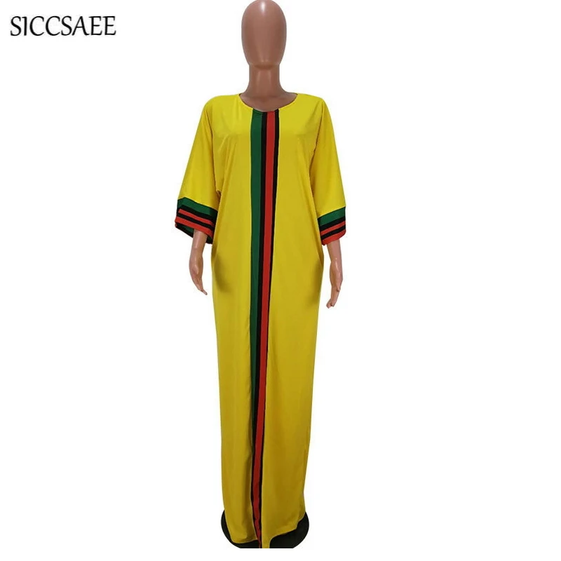 2018 Fall Striped Printed Bohemian Maxi Dress Floor Length Robe Longue Femme Gypsy African Style Dashiki Loose Kaftan Bestidos