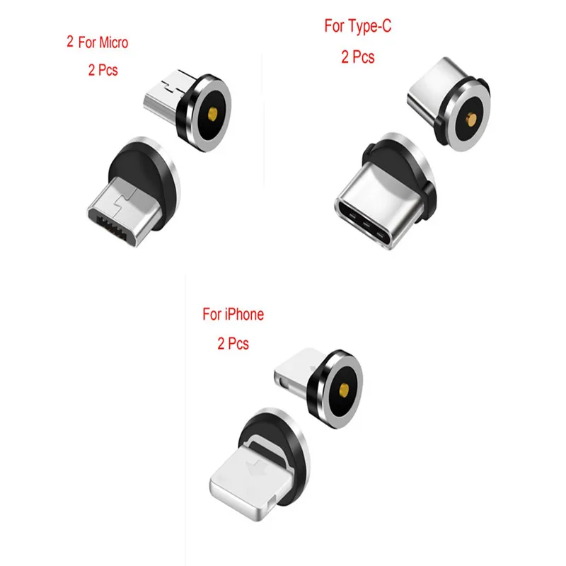 2 шт./лот Магнитный адаптер магнитный разъем для iPhone Micro usb type-C адаптер для Xiaomi для samsung для huawei зарядки
