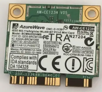 

AzureWave BroadCom BCM4352 BCM94352HMB Half Mini PCIe PCI-express Wireless WIFI WLAN Bluetooth4.0 Card 802.11AC 867Mhz