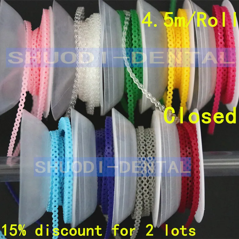 

4.5m/roll Dental Orthodontic Elastic Ultra Power High Strength Rubber Chains Closed Distance Spool Continuous Type Dentist tool