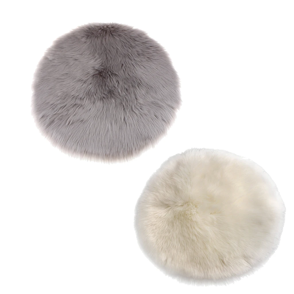2PCS Faux Wool Area Rug Meditation Yoga Seat Cushion Floor Mat Kids Play Mat