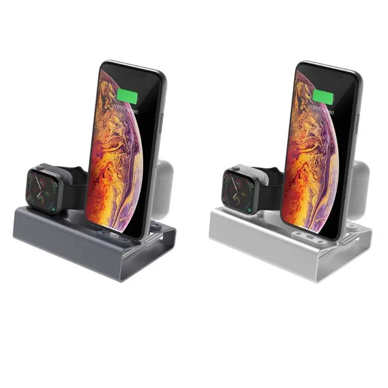 

3in1 Aluminum Charge Stand Holder Station Dock Mount for Airpods 1/2 for iphone for Apple Watch Series 1/2/3/4 42mm 38mm 40mm 44