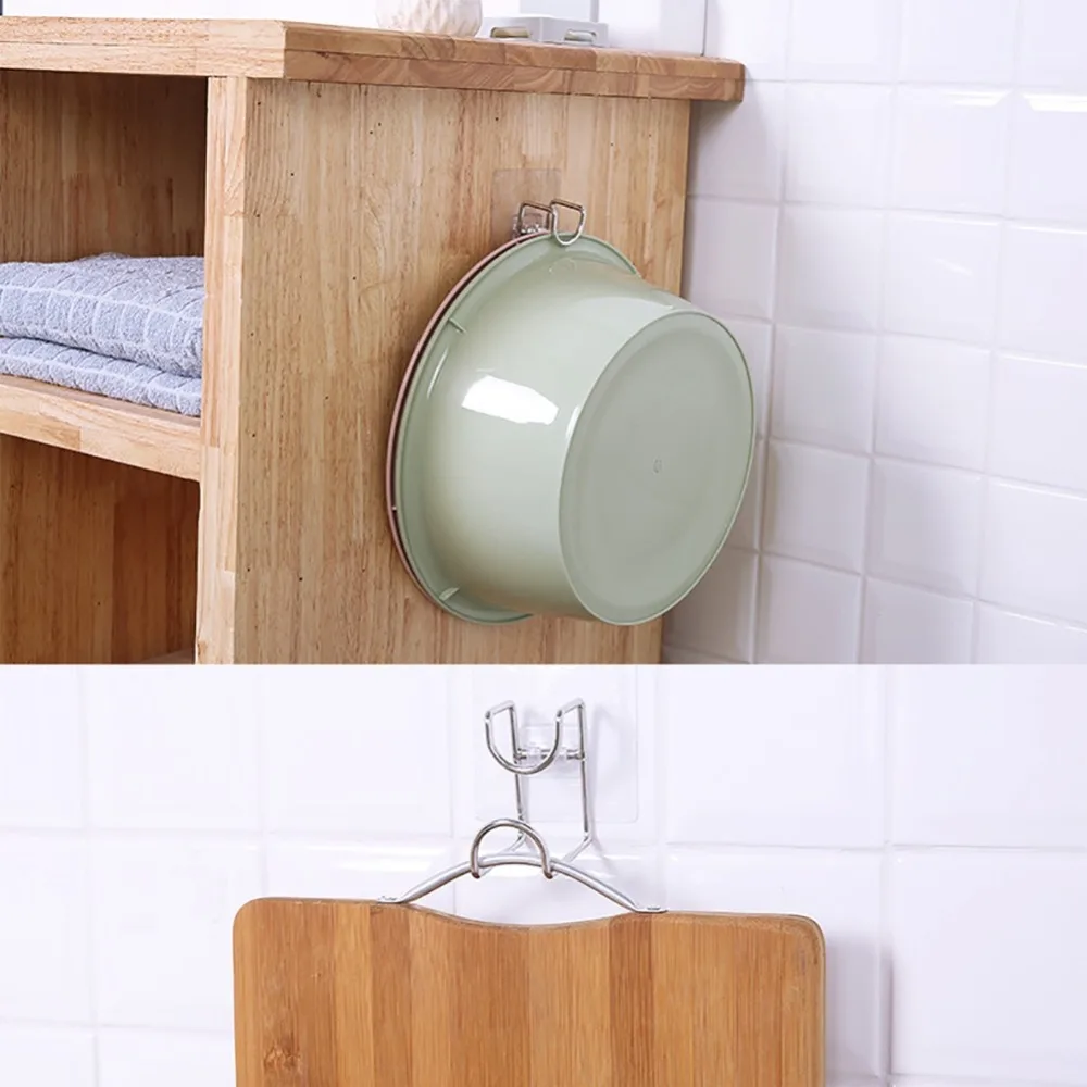 

Stainless Steel Bath Hooks Self-Adhesive Wall Mounted Removable Hanging Washbasin Holder Towel Rack Kitchen Board Storage