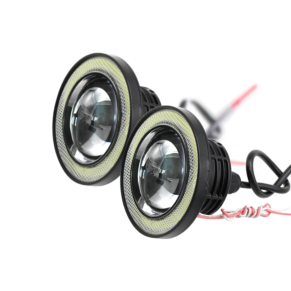 

2Pcs NEW Universal LED COB Angel Eyes Fog Light 64mm 76mm 89mm Auto Car Daytime Running Lights Projector Fog Lamp