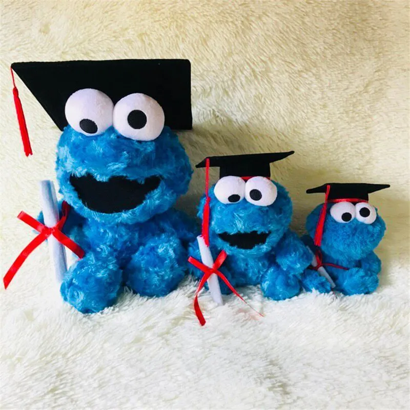 

new 1pieces/lot Sesame street plush elmo cookie monster doll muppets frog Kermit toy Graduated from the doll doctoral cap