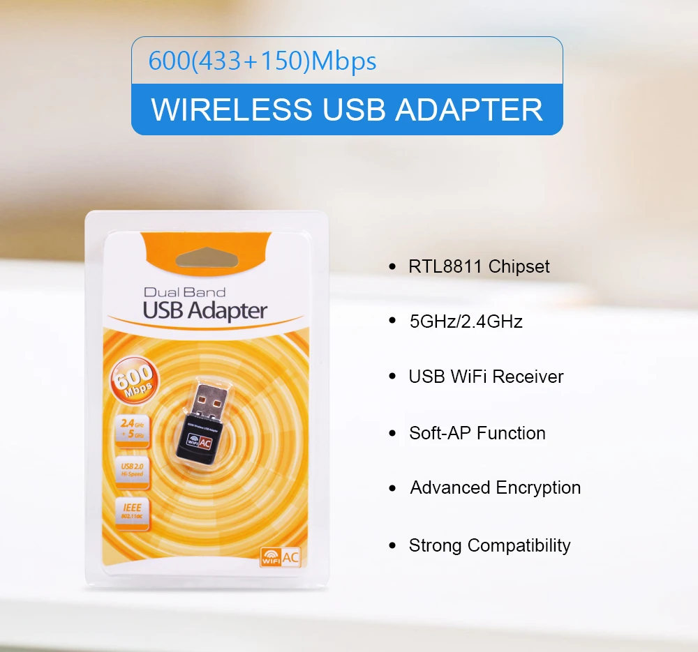 CHIPAL 600 Мбит/с Двухдиапазонная беспроводная сетевая карта Внешний USB 3,0 WiFi адаптер 4dbi антенна PC LAN Wi-Fi приемник ключ 802.11AC