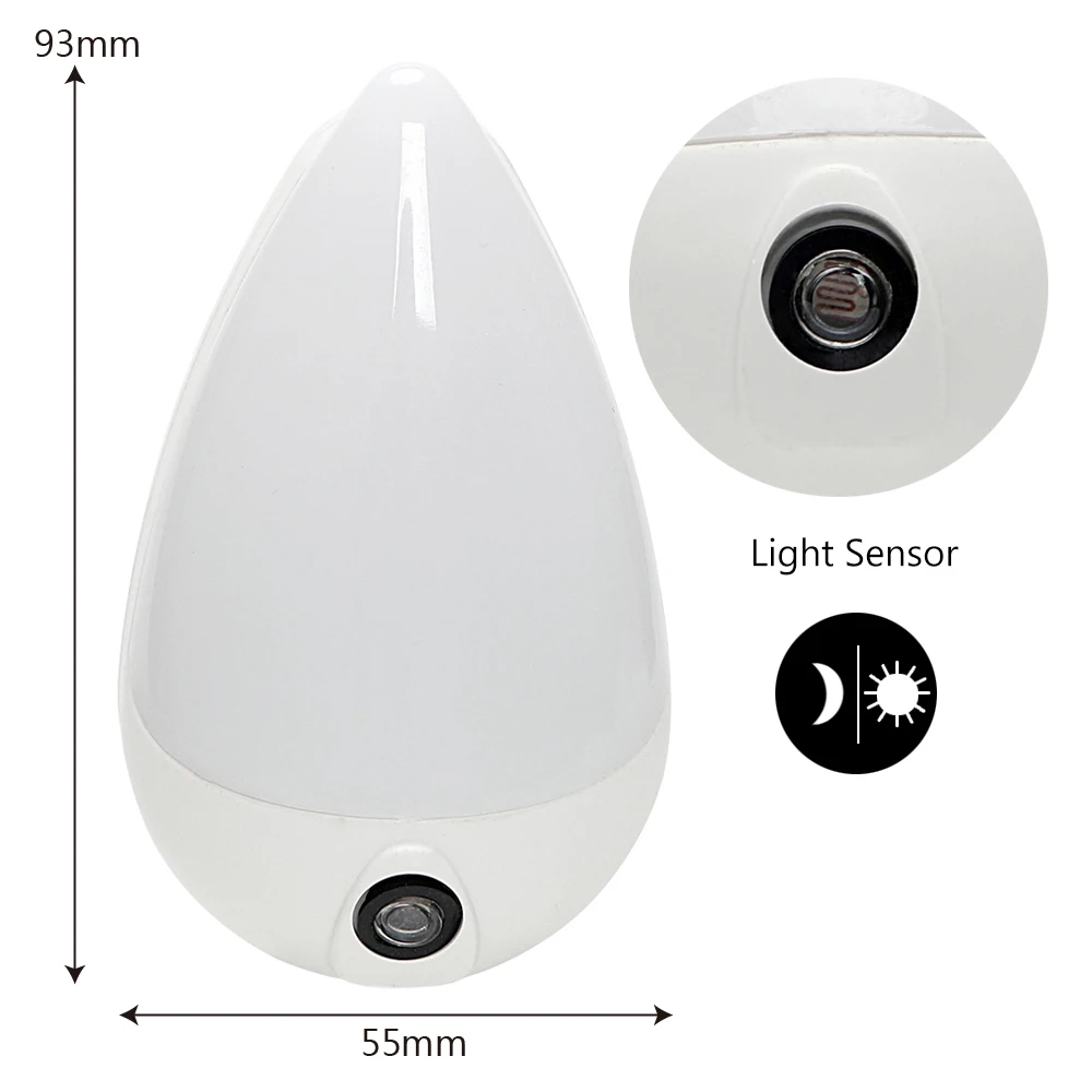  ITimo 90 Degree Rotation Smart Light Sensor Water Drops EU Plug LED Night Light For Children Bedroo - 32842320711