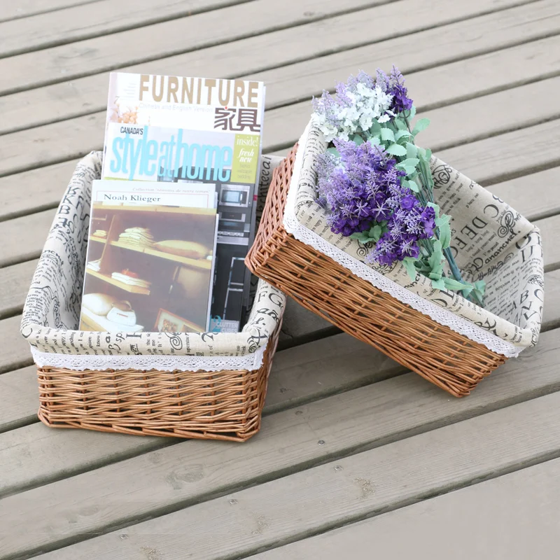 S/L Size Bamboo Wicker Weaving Storage Basket Fruit Picnic Basket Rattan Storage Box For Cosmetics Snacks Tea Book Organizer S/L Size Bamboo Wicker Weaving Storage Basket Fruit Picnic Basket Rattan Storage Box For Cosmetics Snacks Tea Book Organizer