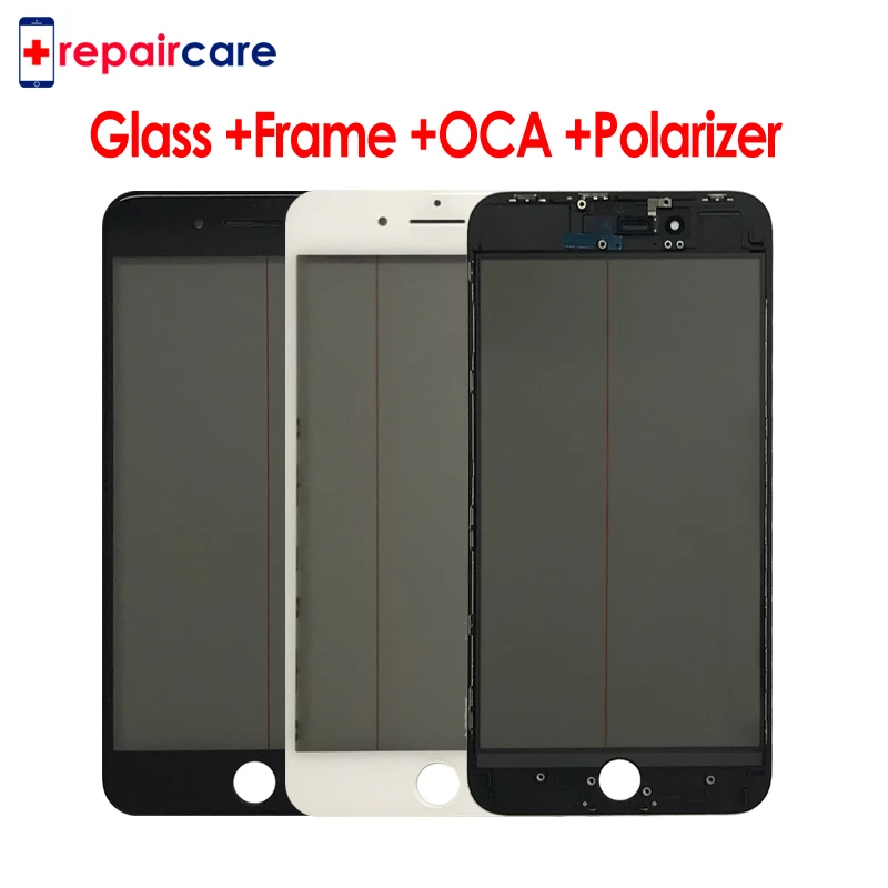 

cold press 4 in 1 Front Screen Glass With Frame OCA + Polarizer For iphone 8,8 plus,7,7 plus for iPhone X repair Replacement