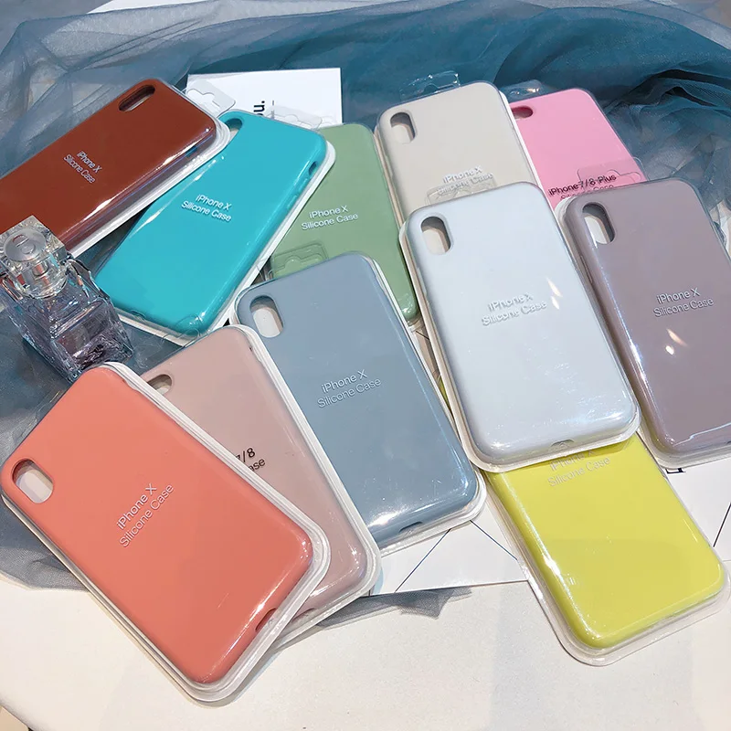 

Luxury Official Original Liquid Silicone Phone Case for Apple Microfiber for iPhone 6 6S 8 7 Plus X 10 XS XR MAX With Sign Cover