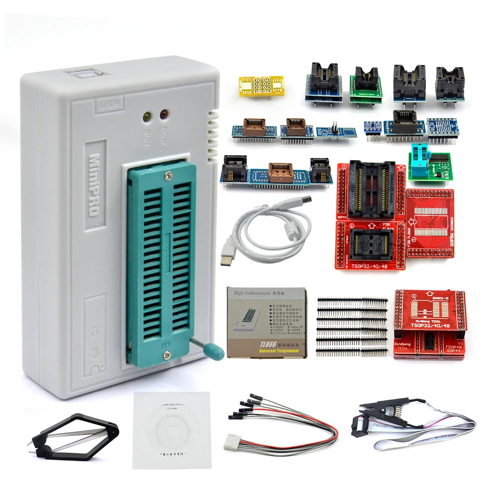 Оригинальный Универсальный USB программатор TL866 II Plus EEPROM FLASH с 24/25/28 адаптерами