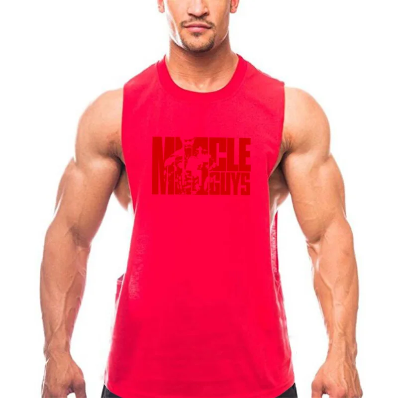 Одежда Muscleguys, летние мужские майки, модные майки с круглым вырезом, без рукавов, с принтом, мужские хлопковые майки для фитнеса, мужская спортивная одежда, футболки для тренажерного зала