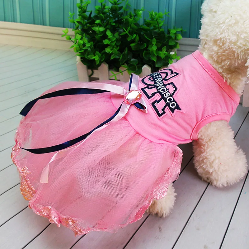

Summer Elegant Dresses Pet Dress for Dogs Clothing Puppy Skirt Tulle Lace All for Dogs Spring Ropa Cachorro Pink Blue Clothes 39