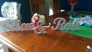 

Free shipping Wooden PVC Standing Letters Sign Personalised Raw MDF Wedding Joint Names - Large 11cm High