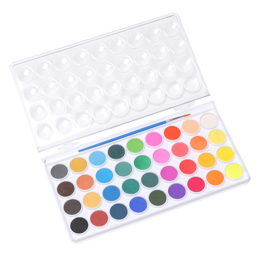 

12/16/36colors Solid Watercolor Paint Set With Brush Pen Bright Color Pigment Drawing Art Supplies Acrylic Oil Painting Set