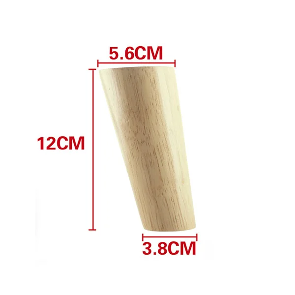 4Pcs Height10-30cm Solid Wood Furniture Legs, Inclined Cone Sofa Bed Cabinet Table and Chair Replacement Feet Sloping Feet 12cm