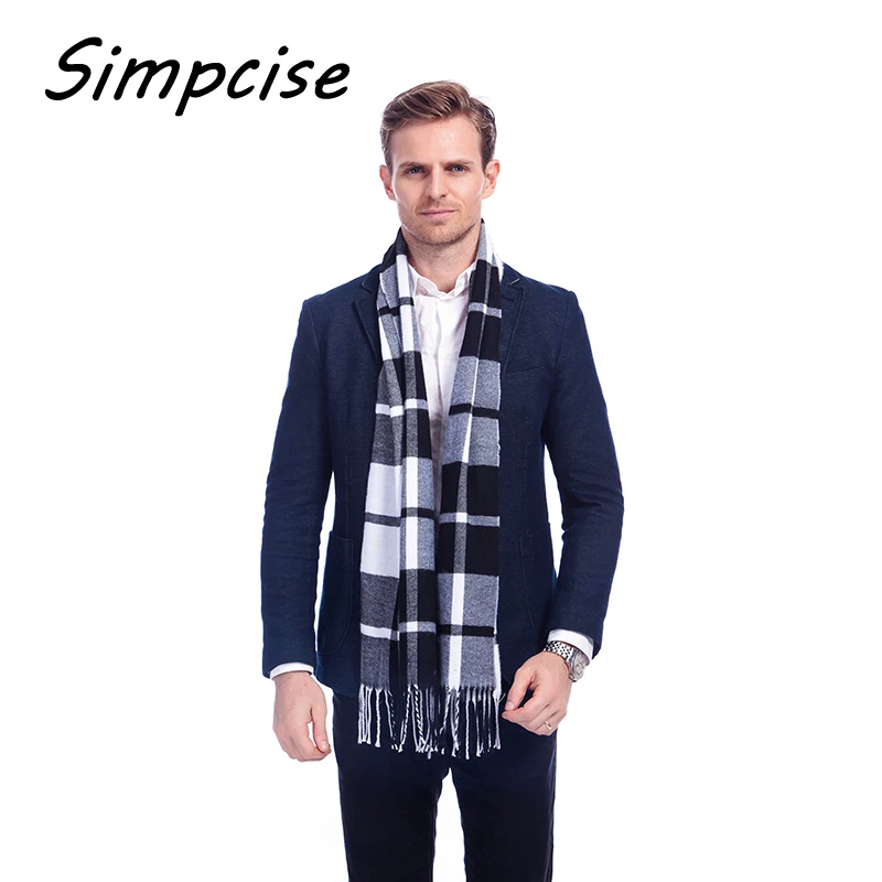 Designer Unisex Polyester Fiber Wool Cashmere Blend Plaid Warm Scarf 2016 New Charming Man Scarves A3A17537 mens navy scarf