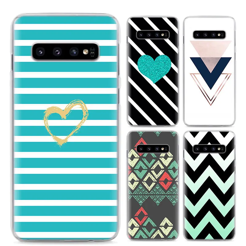 

moroccan Mint and gold stripes Phone Cases for Samsung Galaxy S8 S9 S10 Plus S10e M10 M20 M30 A10 A30 A50 Hard PC back cover cas