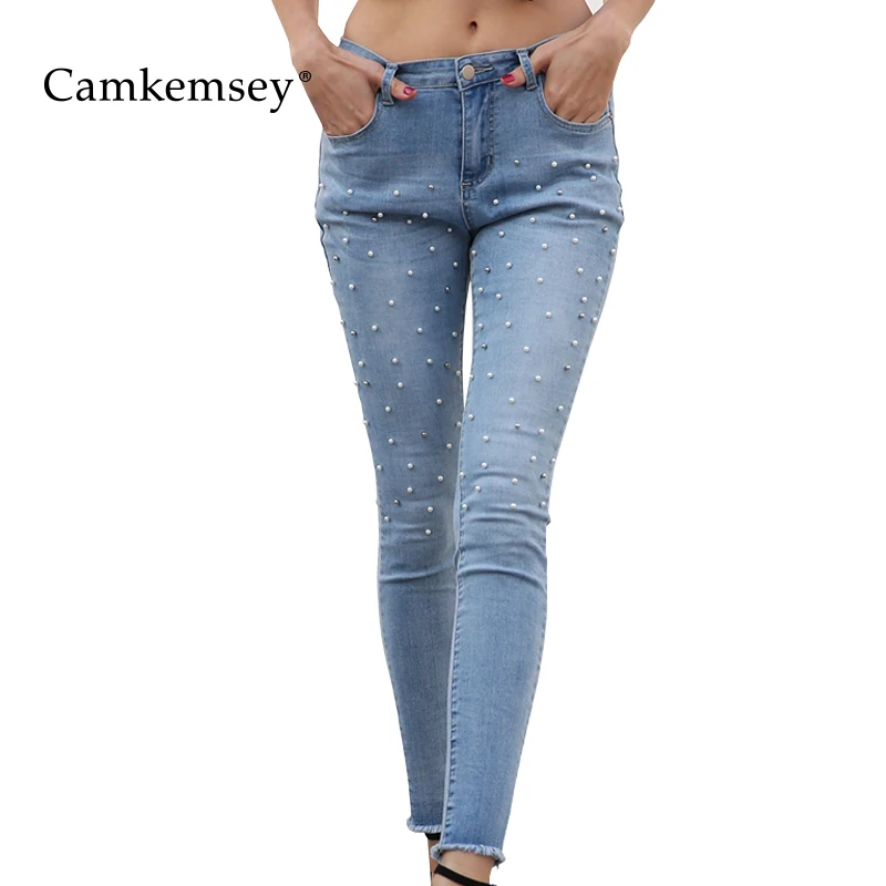 CamKemsey S 4XL Plus Size Pearl Beading Embroidered Flares