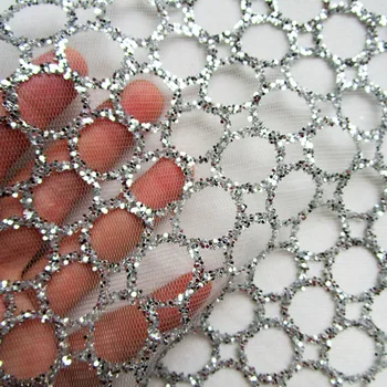 

4 yards silver glitter net fabric french glue sequin print tulle mesh fabric for wedding party sewing craft DIY accessory