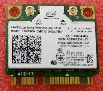 710662-001 Dual Band Wireless AC3160 Card 3160HMW Bluetooth4.0 For HP WIFI Card