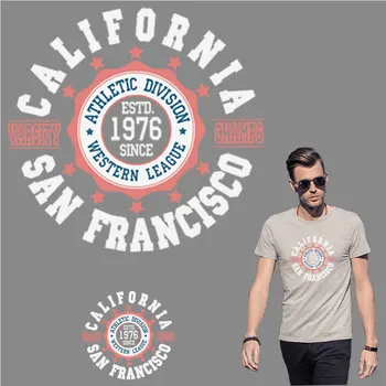 

Personality letter CALIFORNIA iron on A-level patches heat transfer pygoraphy for DIY clothes T-shirt bags decoration printing