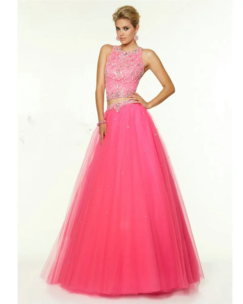 Hot Pink Long Dress Tulle Lilac Sleeveless Graduation Dresses Long 2016