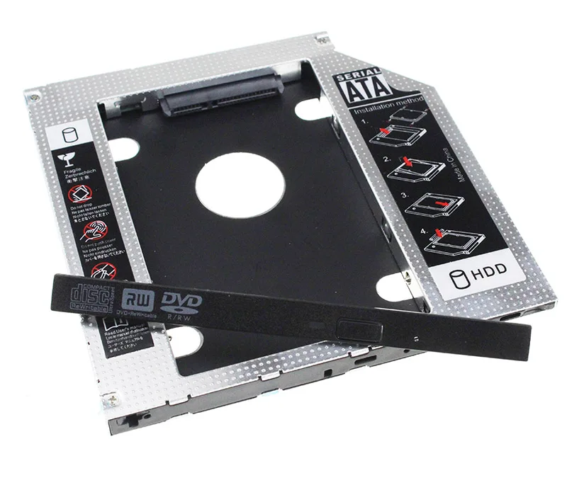 9.5mm Aluminum SATA-III 2nd 2.5/" SSD HDD Hard Drive Caddy Adapter Tray Enclosure