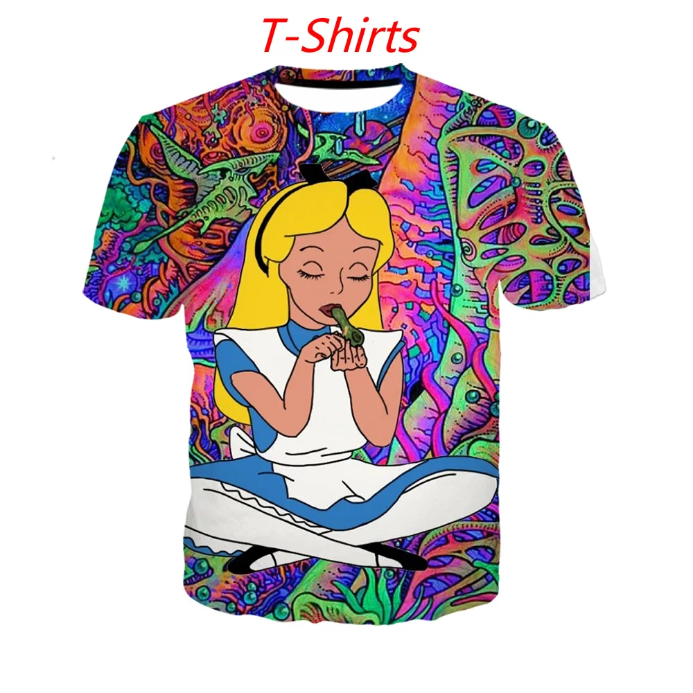 

alice in wonderland psychedelic t shirt 3d print sweatshirt/hoodie/pants men harajuku funny tee streetwear hip hop summer top
