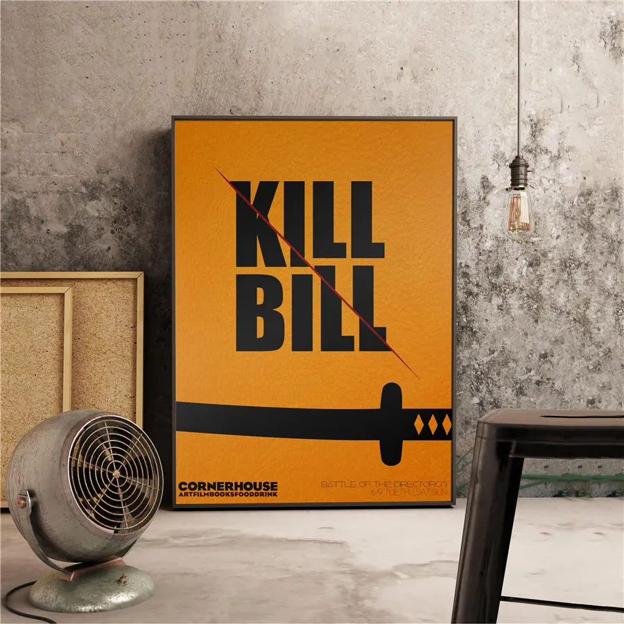 Плакат с фильмом "KILL BILL", винтажная живопись, Настенная Наклейка для дома, кафе, бара, античное украшение, Классический плакат с фильмом, 45,5x31,5 см - Цвет: Розовый