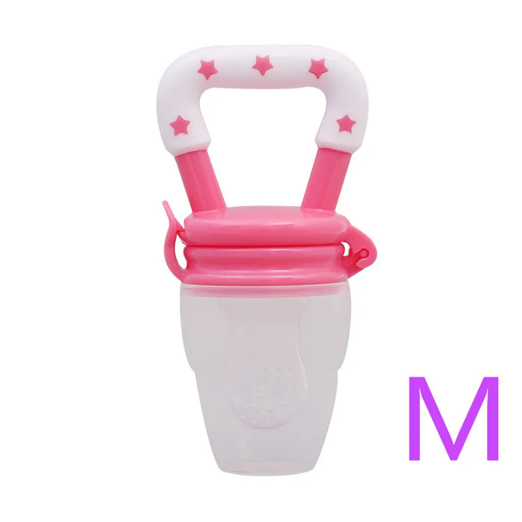 Hot pink M Новые Детские пустышки безопасные силиконовые для малышей Прорезыватель для зубов овощи фрукты Прорезыватель для зубов кольцо Жевательная пустышка есть фрукты пищевые добавки - Цвет: Hot pink M