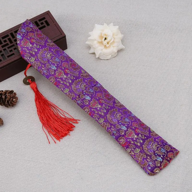 Retro Style Silk Folding Chinese Hand Fan Bag With Tassel Dustproof Holder Protector Pouch Case Cover For Party Festival Gifts folding fan hand fan silk fans