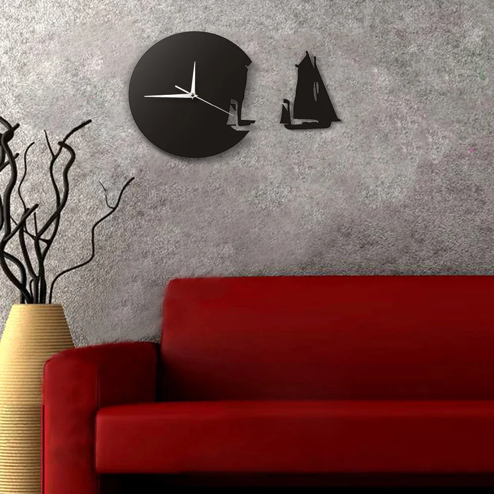 Yacht Leaving Wall Clock Modern Design Home Decor Sea Style Wall Watch The Sailing Boat Ship Clock Sailors Marines Gift 6