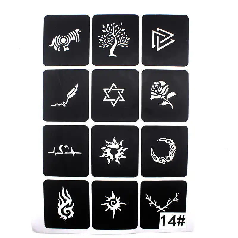 120 Pièces Paillettes Tatouage Pochoir Album Pp120 Carte Bit Fleur Dessin Modèles Aérographe Femme Enfants Petit Henné Tatouage Pochoirs Livre