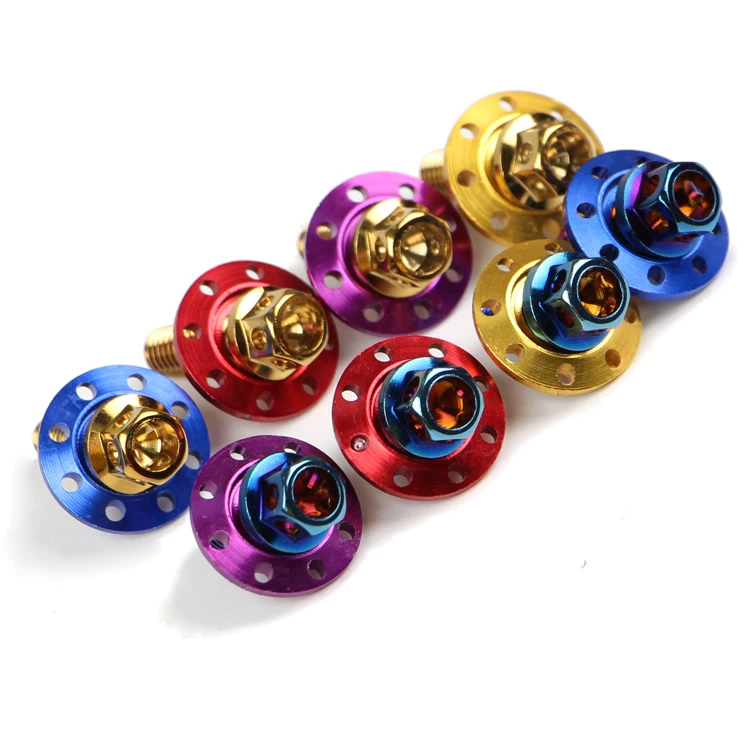 

2 PCS Electric Motorcycle M8 Fender Screw 304 Stainless Steel Colorful Screw Outer Hex Flange Cap