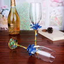 2 шт./компл. кристалл свадьба Шампань флейты стенд металл с эмалью креативный стиль стеклянный бокал подарки на день рождения на свадьбу