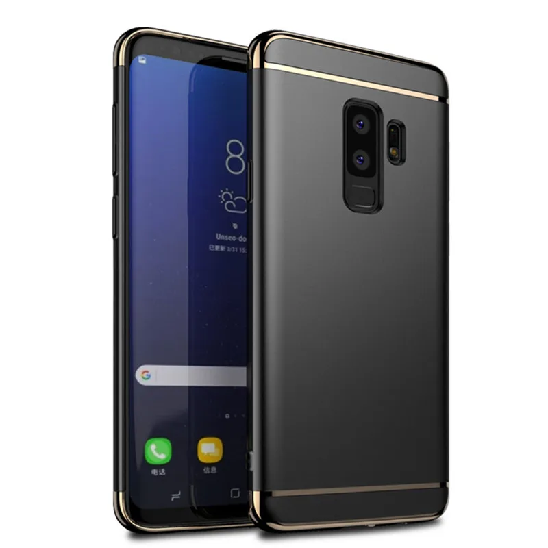 

Luxury Gold Hard Matte Case For Samsung Galaxy S8 S9 Plus Back Cover Coverage Removable 3 in 1 Fundas Case For Samsung S 8 9 Bag