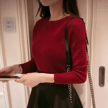 2018 The new spring collar sweater female short slim slim turtleneck sweaters solid tight long sleeved shirt
