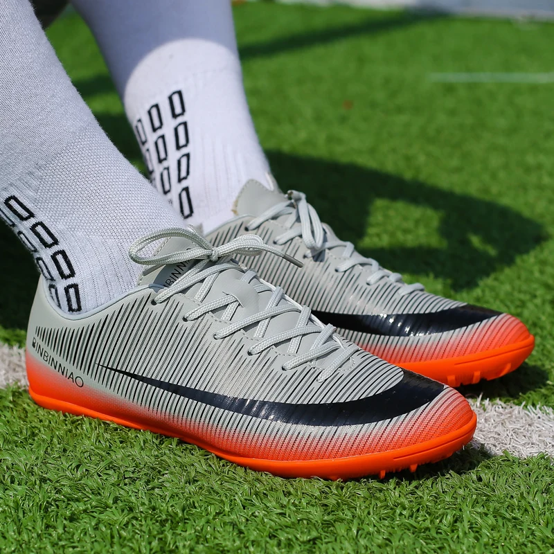 BOOMING Adult Soccer Shoes Men Boy Football Boots High Ankle Kids Professional Training Sport Sneakers Size 35-44  (112)